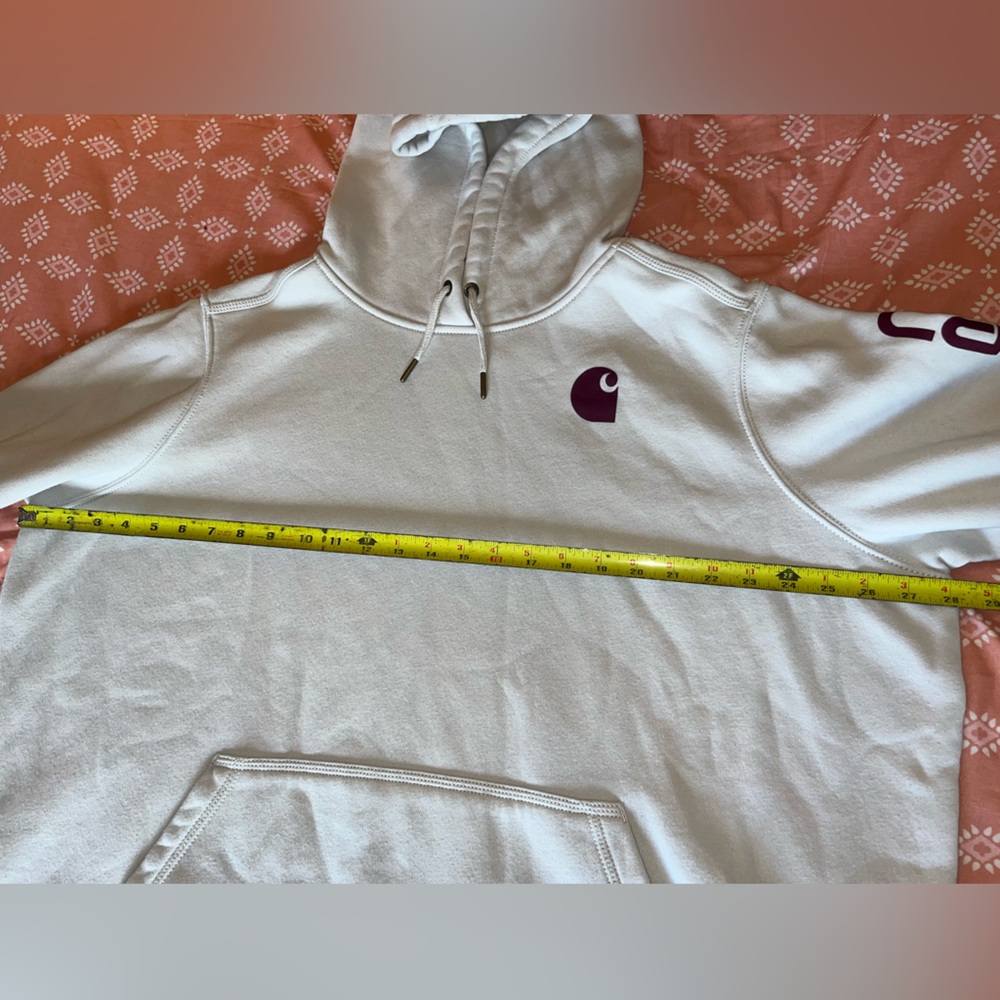 Carharrt Women's 3X Relaxed Fit Midweight Sweatshirt Winter Cream/ Burgundy - Picture 4 of 8